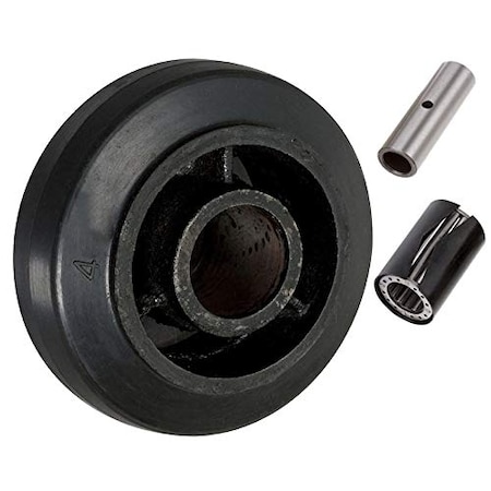 Casterhq Caster Barn, 4"x2" Mold-ON Rubber ON CAST Iron Steel Wheel, 300 lb RCI4X2